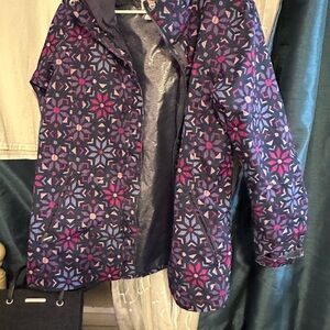Columbia Women's Rain Jacket - Purple and Pink Pattern
